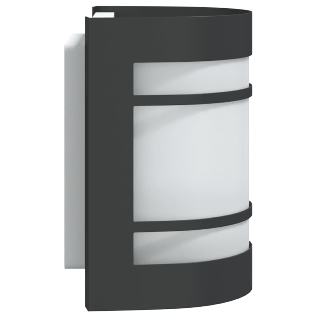 vidaXL Outdoor Wall Lights 2pcs Black Stainless Steel - 53047