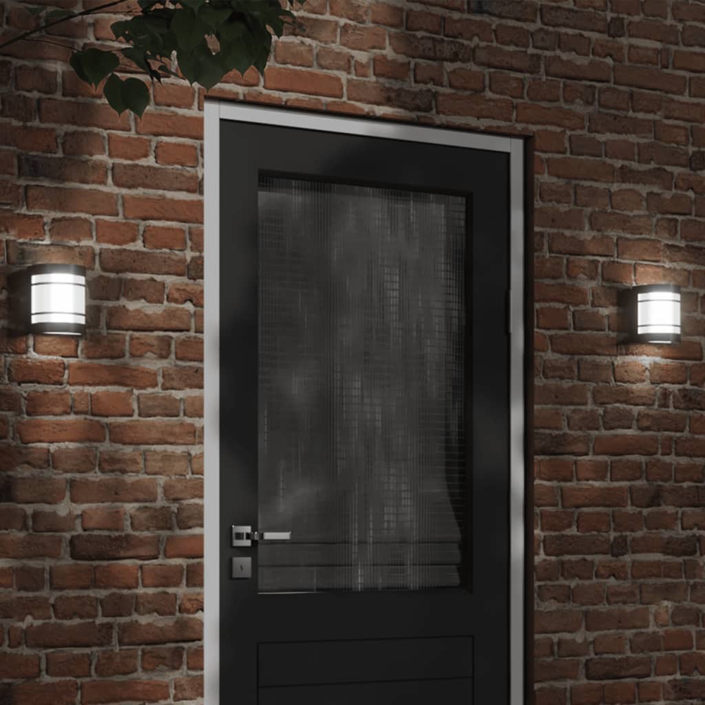 vidaXL Outdoor Wall Lights 2pcs Black Stainless Steel - 53047
