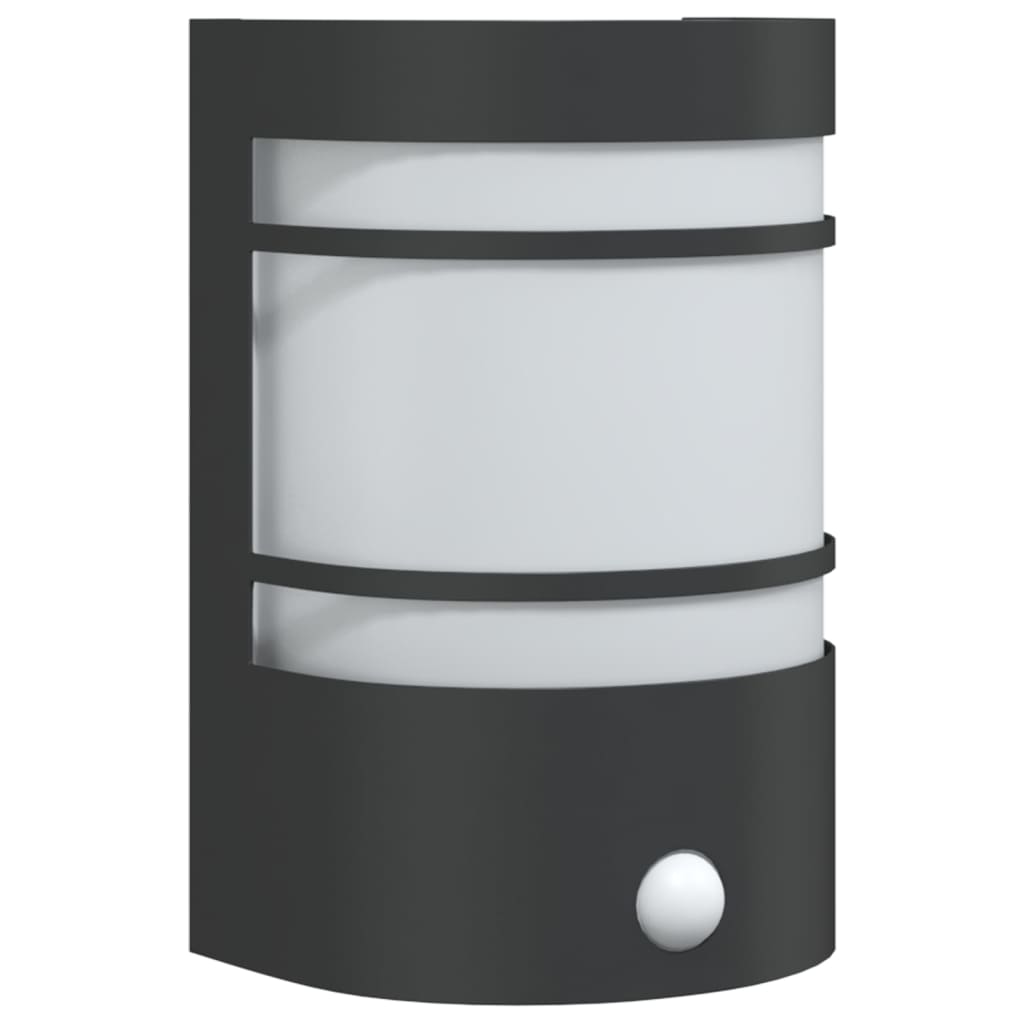 vidaXL Outdoor Wall Light with Sensor Black Stainless Steel - 53048