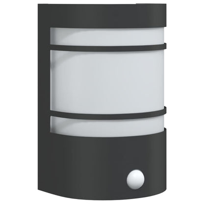 vidaXL Outdoor Wall Light with Sensor Black Stainless Steel - 53048