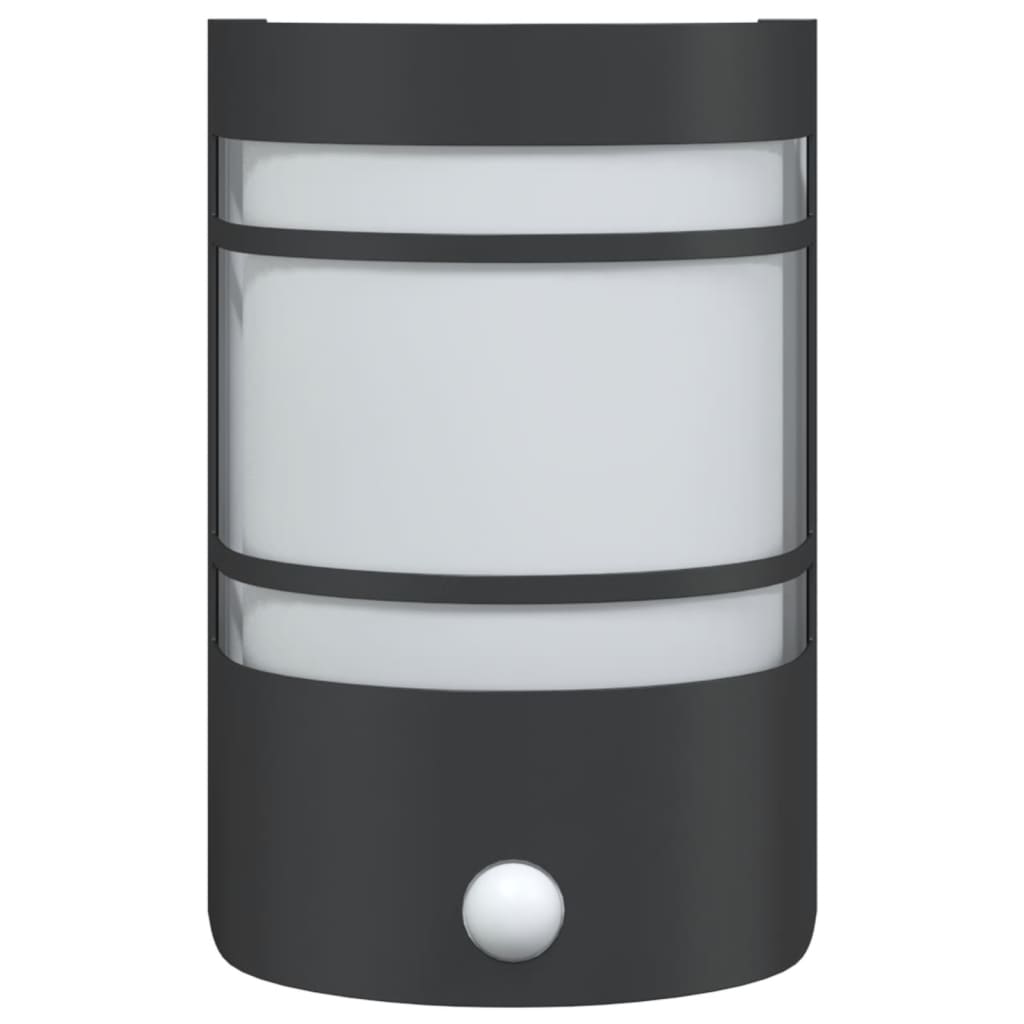 vidaXL Outdoor Wall Light with Sensor Black Stainless Steel - 53048