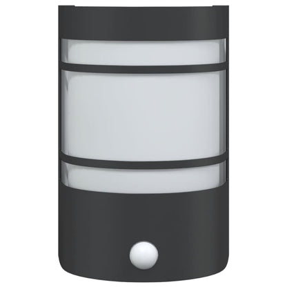 vidaXL Outdoor Wall Light with Sensor Black Stainless Steel - 53048