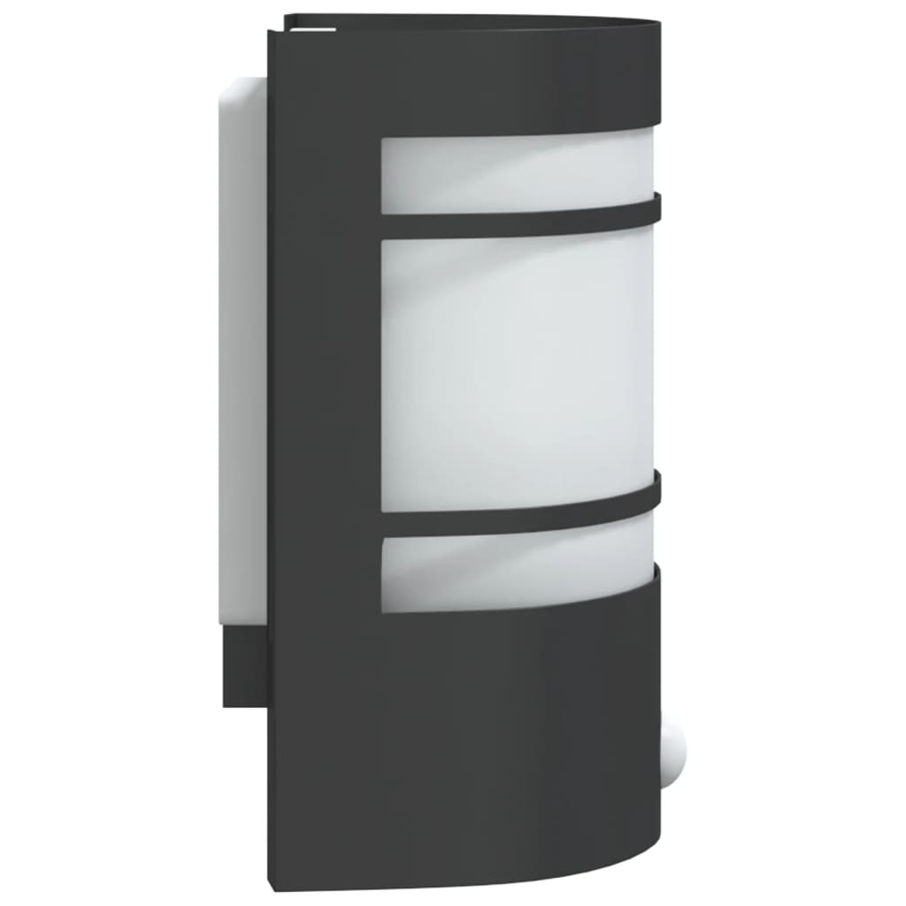vidaXL Outdoor Wall Light with Sensor Black Stainless Steel - 53048