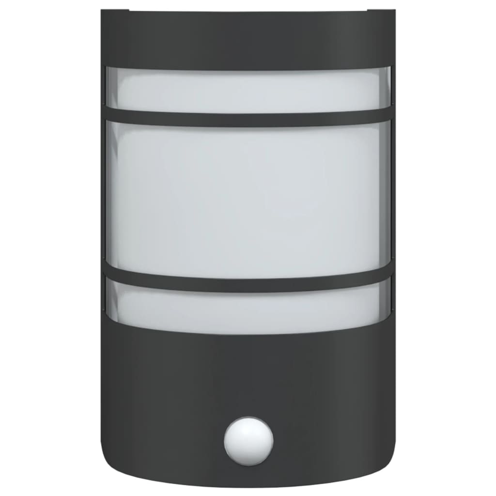 vidaXL Outdoor Wall Lights with Sensors 2pcs Black Stainless Steel - 53049