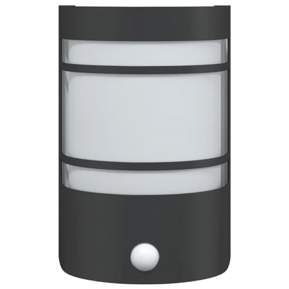 vidaXL Outdoor Wall Lights with Sensors 2pcs Black Stainless Steel - 53049