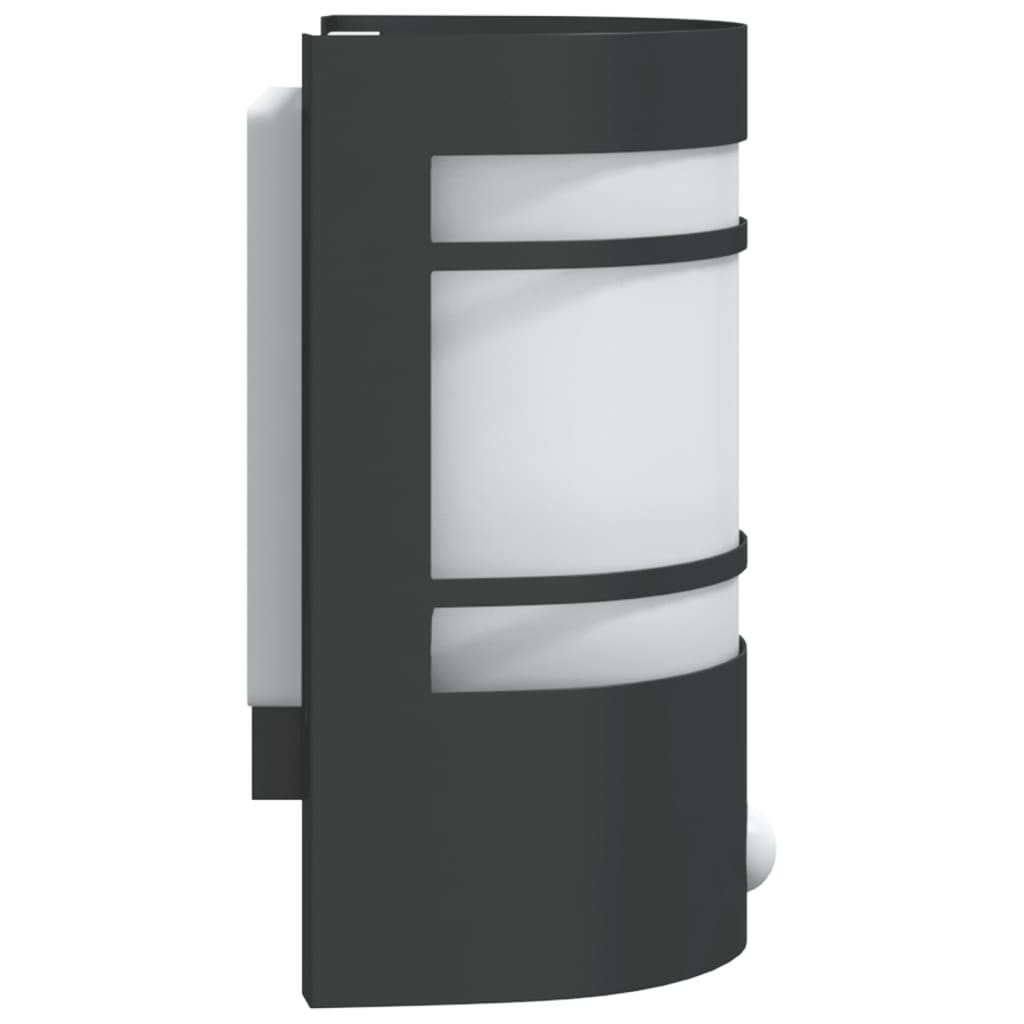 vidaXL Outdoor Wall Lights with Sensors 2pcs Black Stainless Steel - 53049