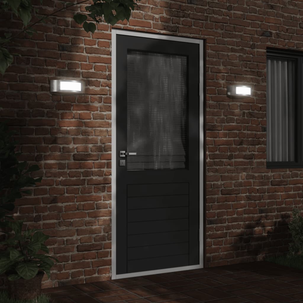 vidaXL Outdoor Wall Lights 2pcs Silver Stainless Steel - 11747