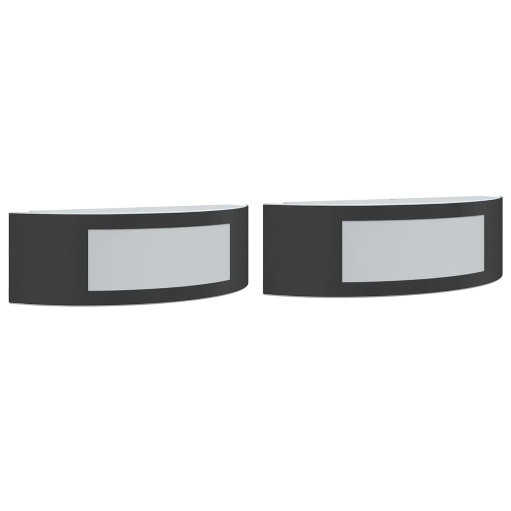 vidaXL Outdoor Wall Lights 2pcs Black Stainless Steel - 11739