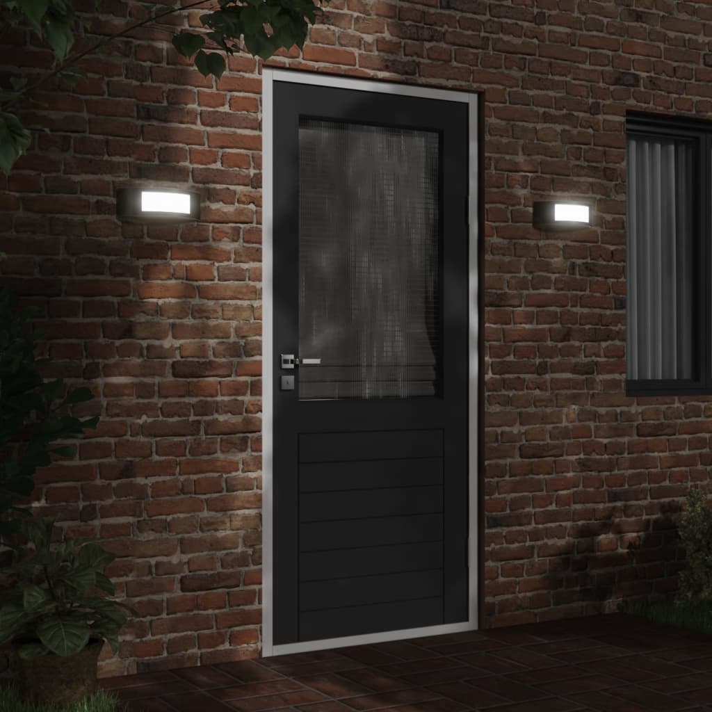 vidaXL Outdoor Wall Lights 2pcs Black Stainless Steel - 11739