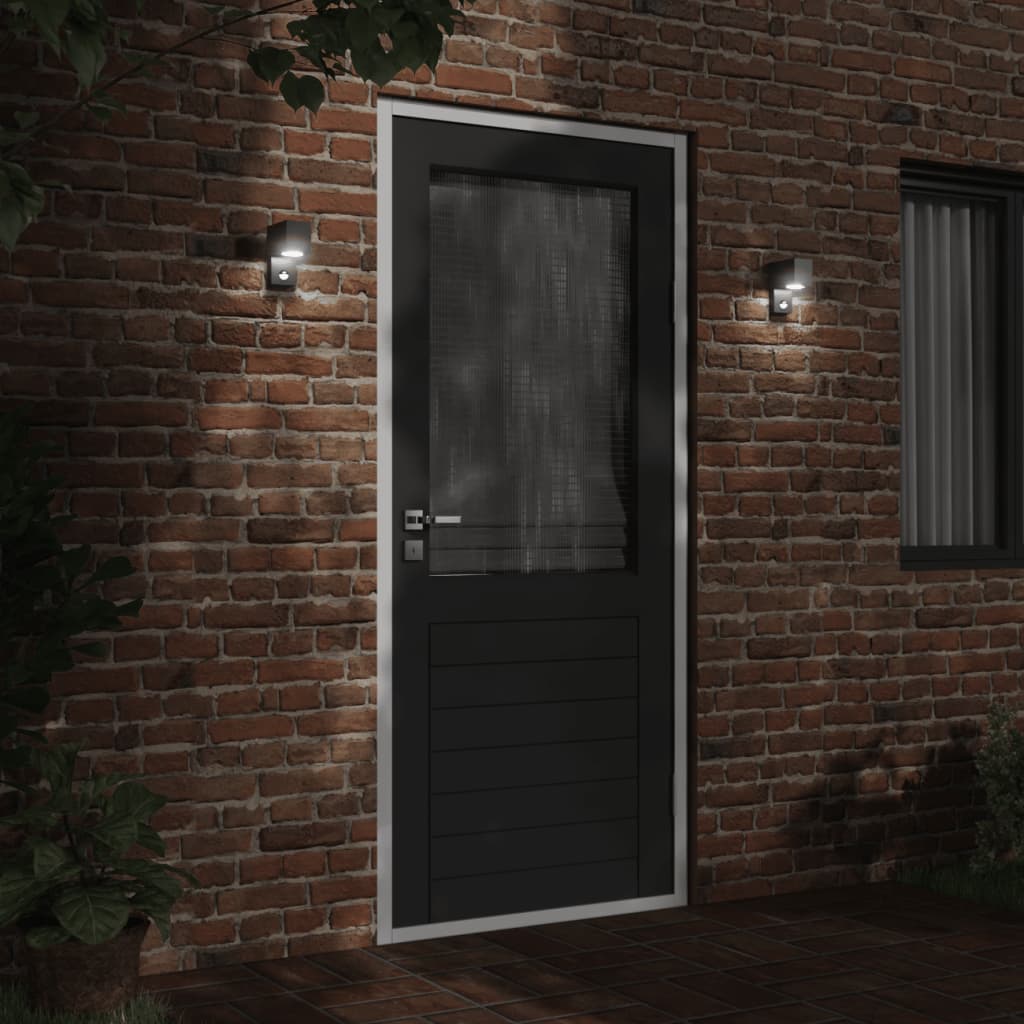 vidaXL Outdoor Wall Light with Sensor Black Die-cast Aluminium - 11782