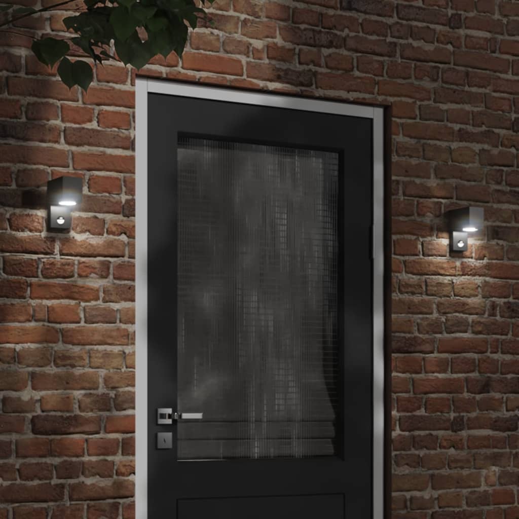 vidaXL Outdoor Wall Light with Sensor Black Die-cast Aluminium - 11782