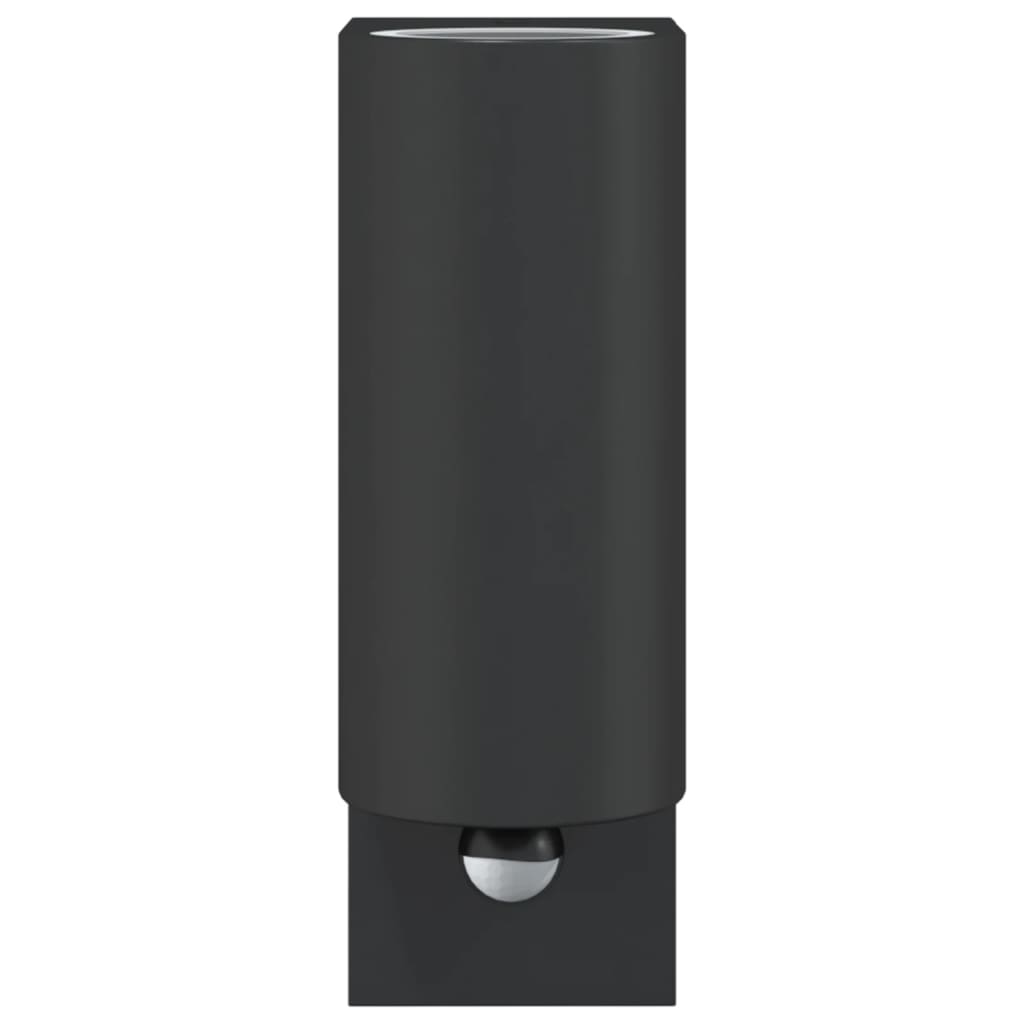 vidaXL Outdoor Wall Lights with Sensors 2pcs Black Die-cast Aluminium