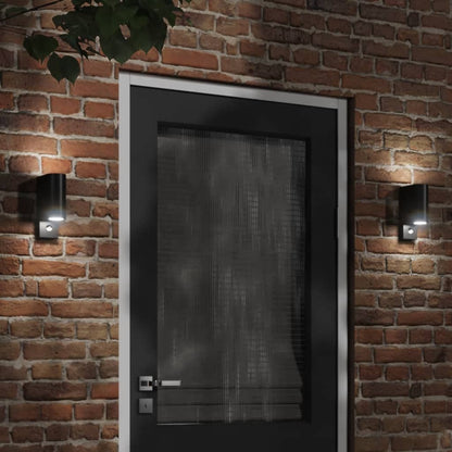 vidaXL Outdoor Wall Lights with Sensors 2pcs Black Die-cast Aluminium
