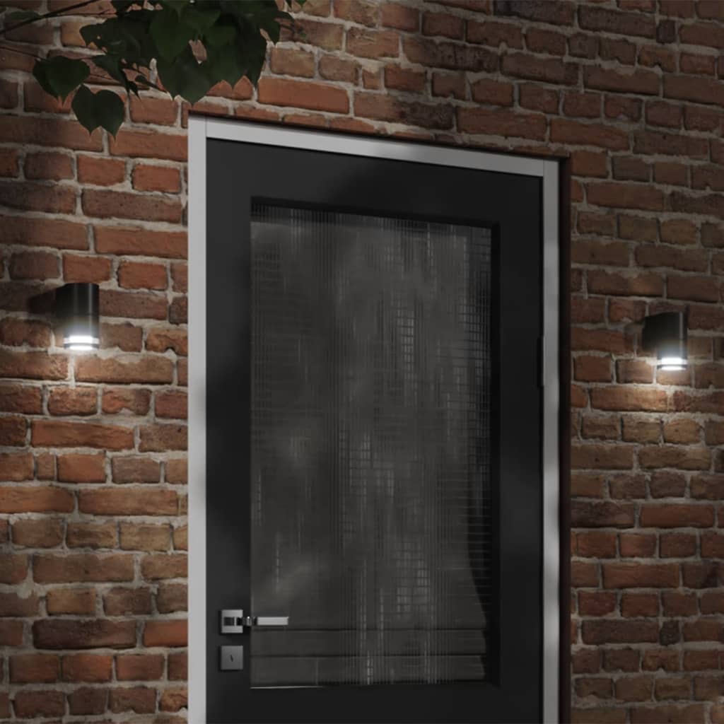 vidaXL Outdoor Wall Lights 2pcs Black Die-cast Aluminium - 11772