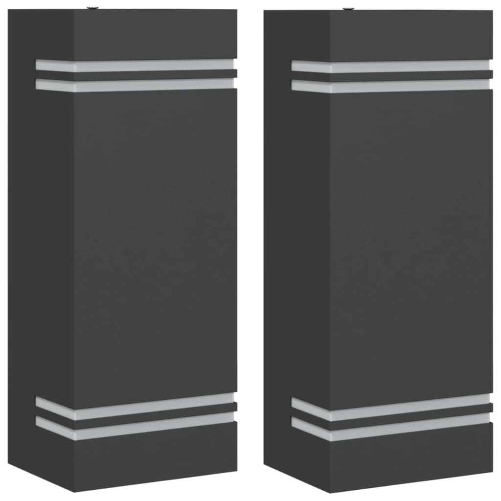 vidaXL Outdoor Wall Lights 2pcs Black Stainless Steel - 11823