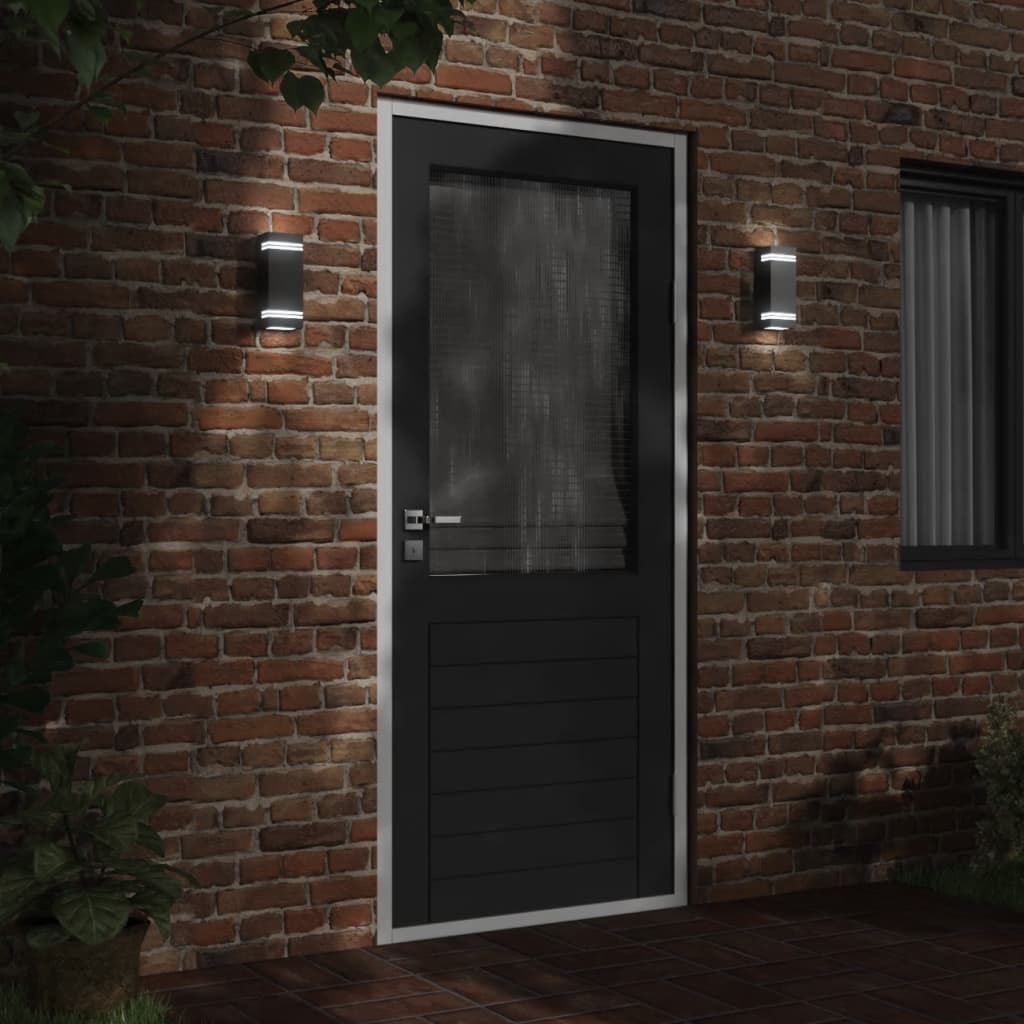 vidaXL Outdoor Wall Lights 2pcs Black Stainless Steel - 11823