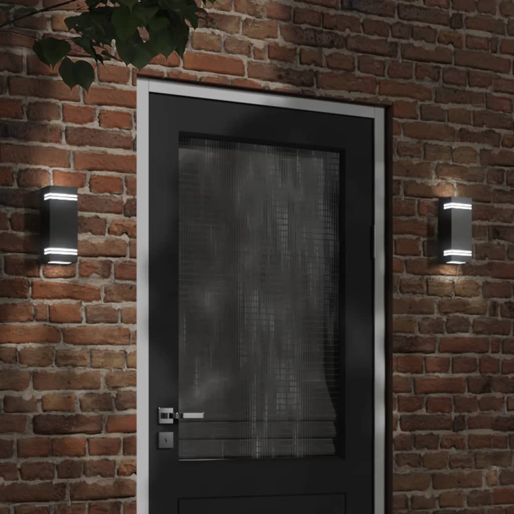 vidaXL Outdoor Wall Lights 2pcs Black Stainless Steel - 11823