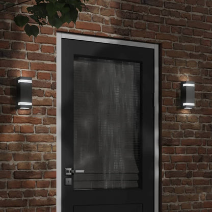 vidaXL Outdoor Wall Lights 2pcs Black Stainless Steel - 11823
