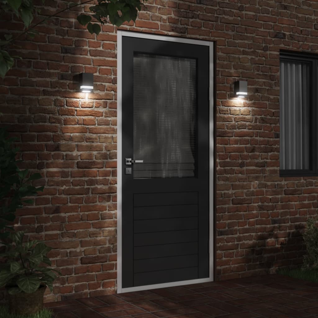 vidaXL Outdoor Wall Lights 2pcs Black Stainless Steel - 11818