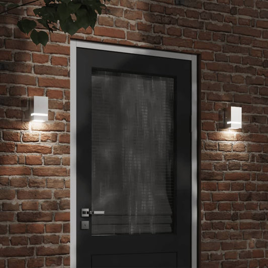 vidaXL Outdoor Wall Light Silver Stainless Steel - 9.5 x 7.5 x 15 cm