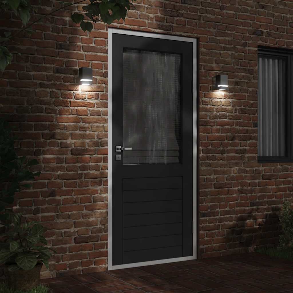 vidaXL Outdoor Wall Light Black Stainless Steel - 9.5 x 7.5 x 15 cm