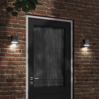 vidaXL Outdoor Wall Light Black Stainless Steel - 9.5 x 7.5 x 15 cm