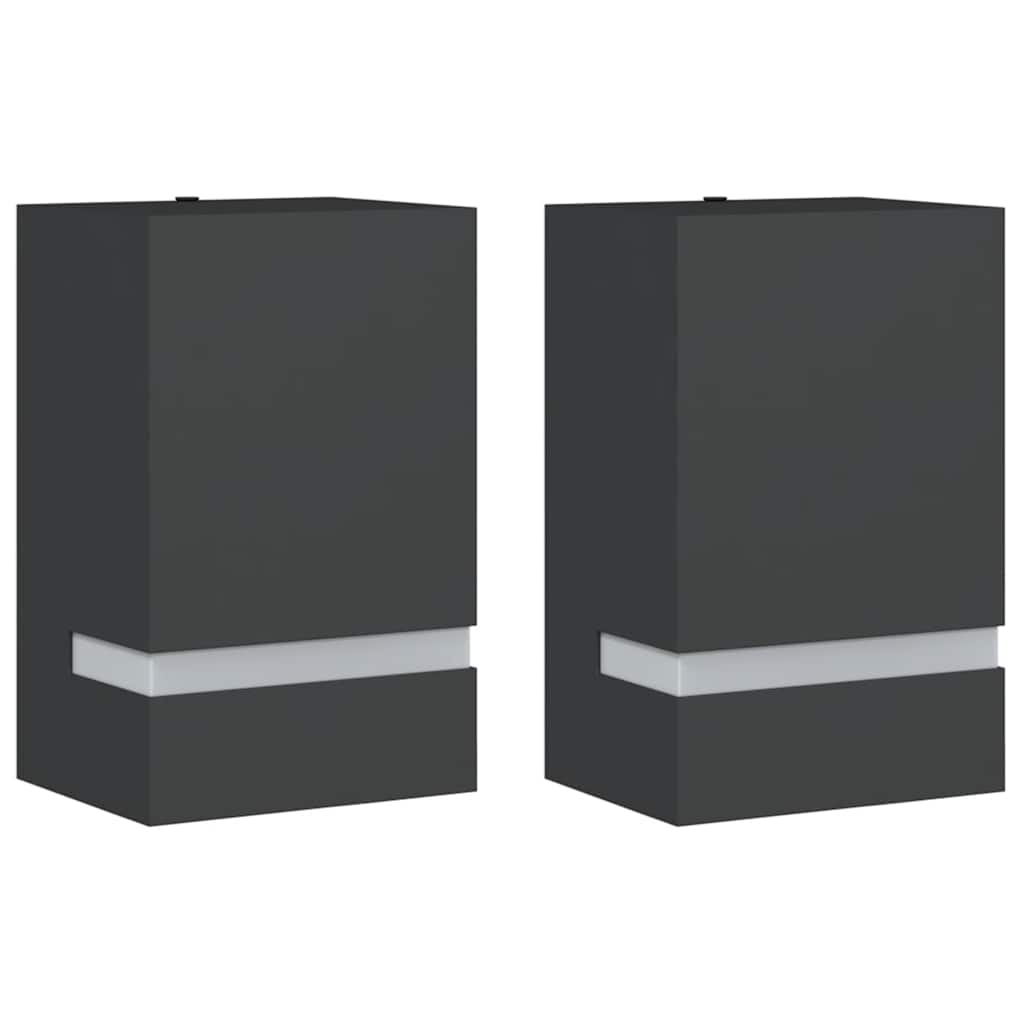 vidaXL Outdoor Wall Lights 2pcs Black Stainless Steel - 9.5 x 7.5 x 15 cm