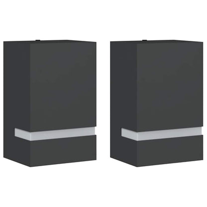 vidaXL Outdoor Wall Lights 2pcs Black Stainless Steel - 9.5 x 7.5 x 15 cm