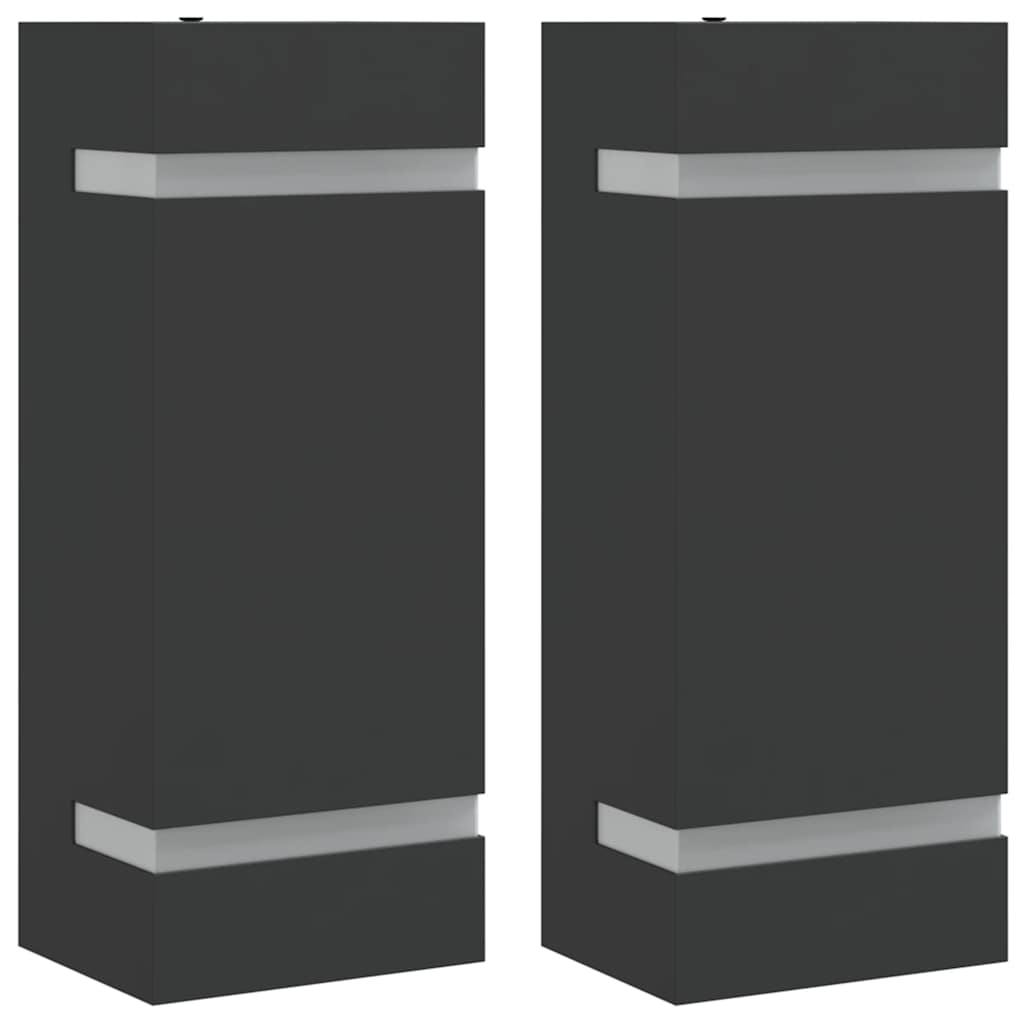 vidaXL Outdoor Wall Lights 2pcs Black Stainless Steel - 9.5 x 7.5 x 24 cm