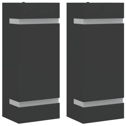 vidaXL Outdoor Wall Lights 2pcs Black Stainless Steel - 9.5 x 7.5 x 24 cm