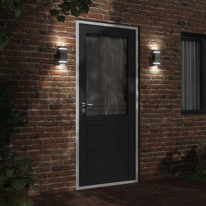 vidaXL Outdoor Wall Lights 2pcs Black Stainless Steel - 9.5 x 7.5 x 24 cm