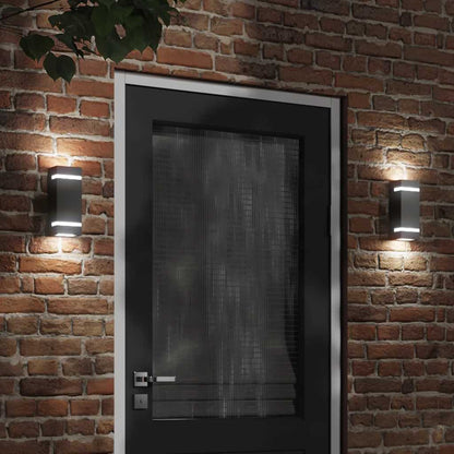 vidaXL Outdoor Wall Lights 2pcs Black Stainless Steel - 9.5 x 7.5 x 24 cm