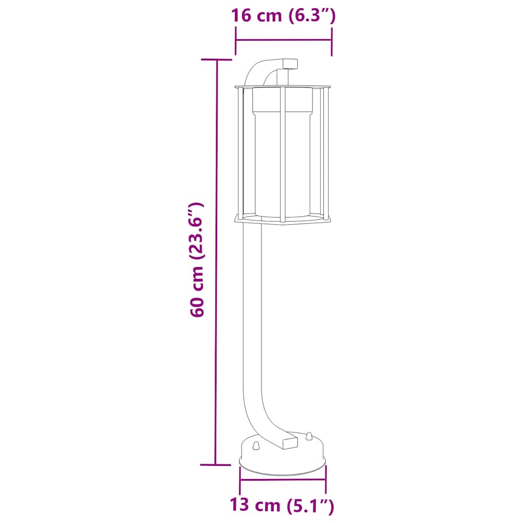 vidaXL Outdoor Floor Lamps 3pcs Black 60 cm Stainless Steel