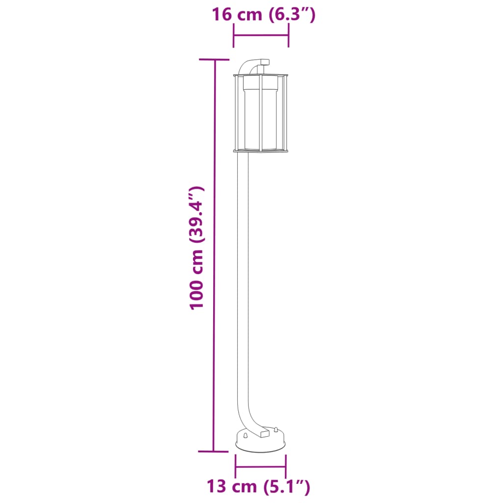 vidaXL Outdoor Floor Lamp Black 100 cm Stainless Steel