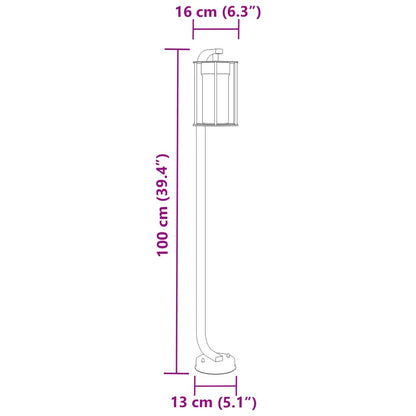 vidaXL Outdoor Floor Lamp Black 100 cm Stainless Steel