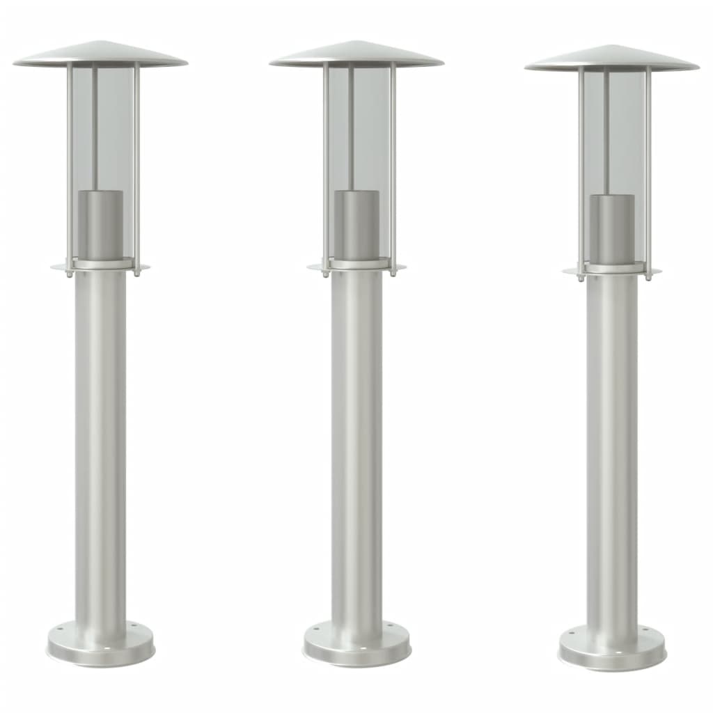 vidaXL Outdoor Floor Lamps 3pcs Silver 60 cm Stainless Steel