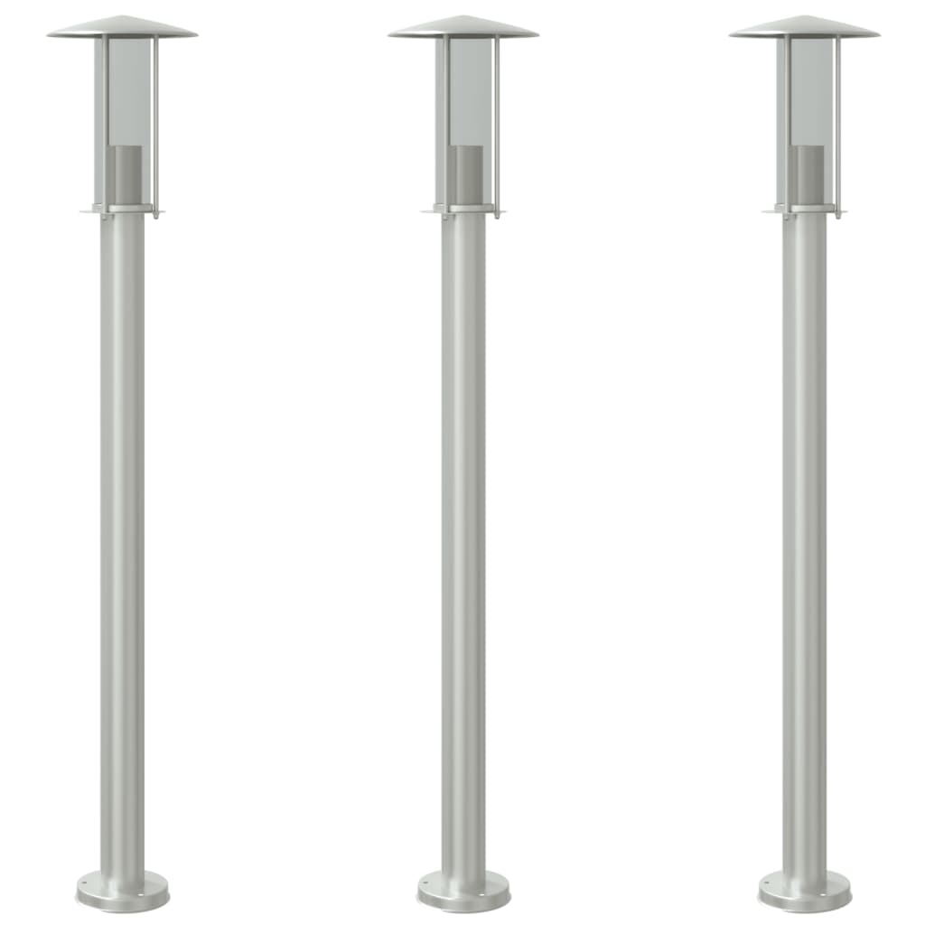 vidaXL Outdoor Floor Lamps 3pcs Silver 100 cm Stainless Steel