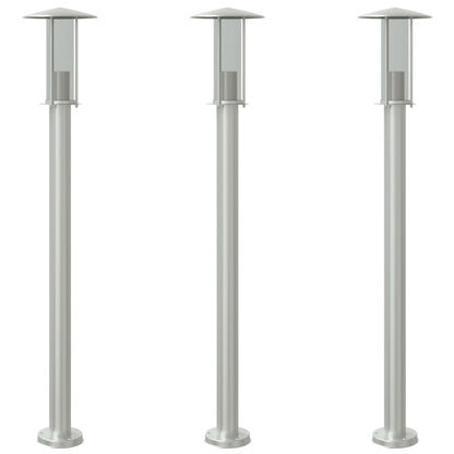 vidaXL Outdoor Floor Lamps 3pcs Silver 100 cm Stainless Steel