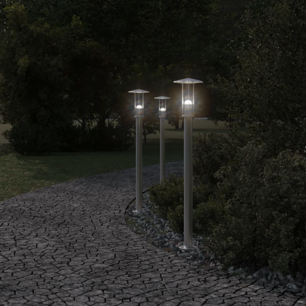 vidaXL Outdoor Floor Lamps 3pcs Silver 100 cm Stainless Steel