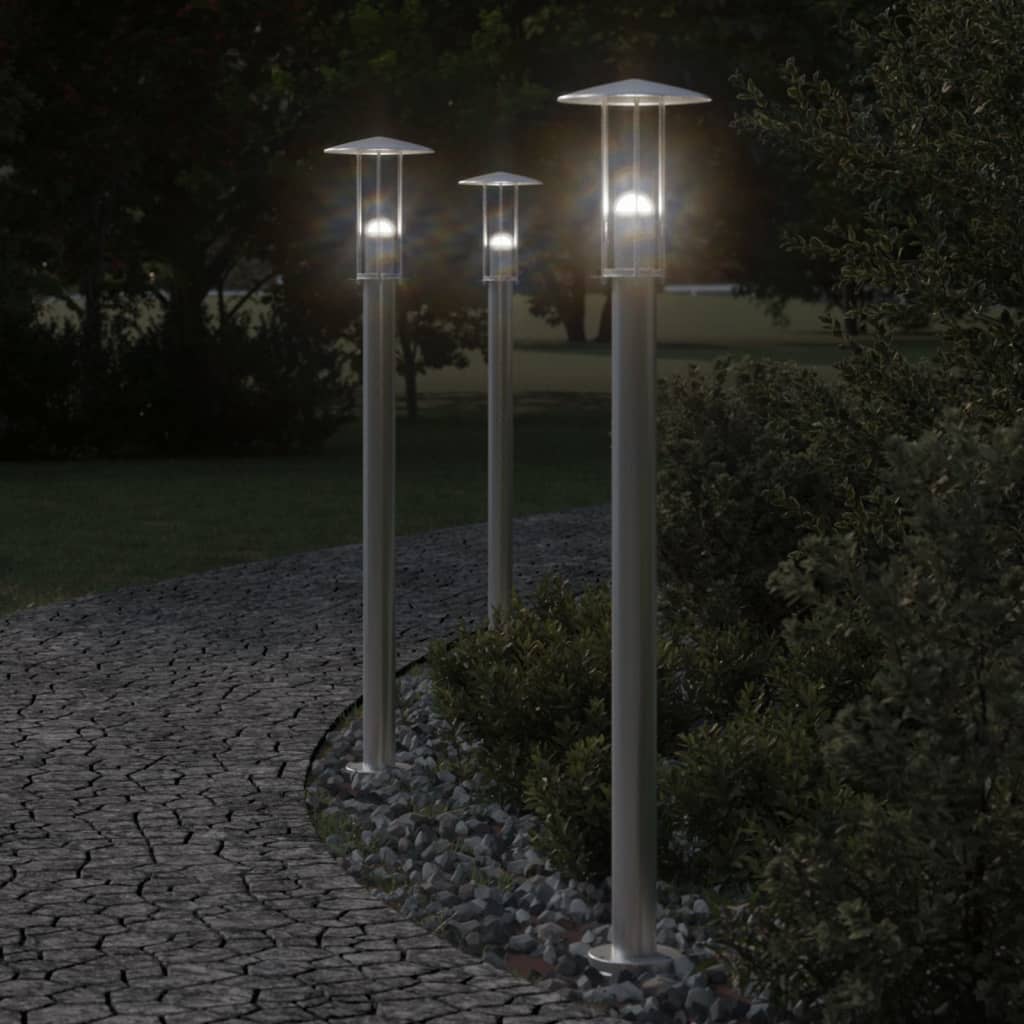 vidaXL Outdoor Floor Lamps 3pcs Silver 100 cm Stainless Steel