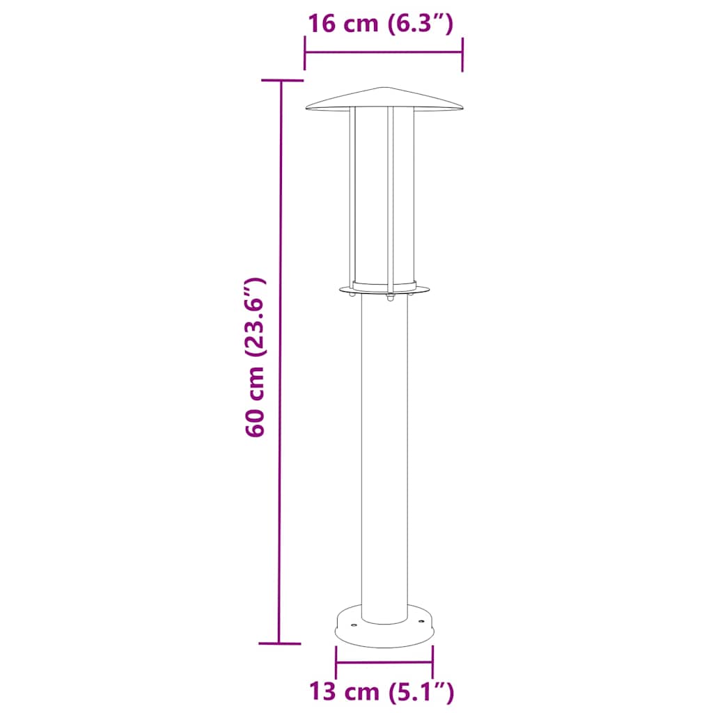 vidaXL Outdoor Floor Lamp Black 60 cm Stainless Steel - 53100