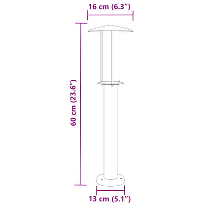 vidaXL Outdoor Floor Lamp Black 60 cm Stainless Steel - 53100