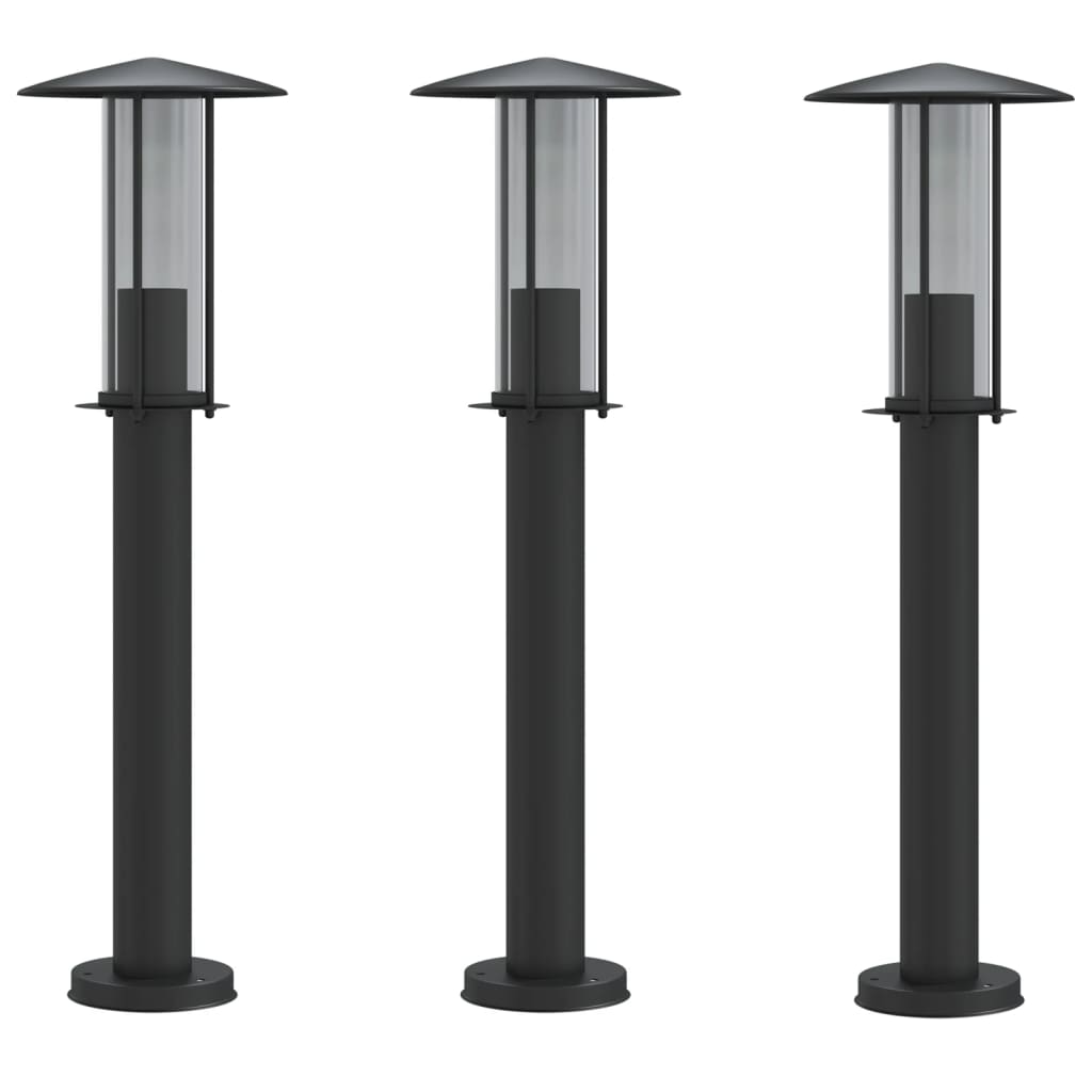 vidaXL Outdoor Floor Lamps 3pcs Black 60 cm Stainless Steel - 53102