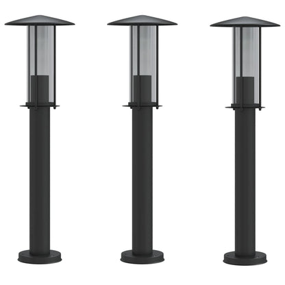 vidaXL Outdoor Floor Lamps 3pcs Black 60 cm Stainless Steel - 53102
