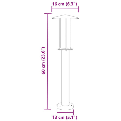 vidaXL Outdoor Floor Lamps 3pcs Black 60 cm Stainless Steel - 53102