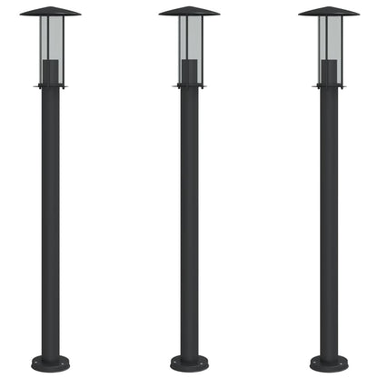 vidaXL Outdoor Floor Lamps 3pcs Black 100 cm Stainless Steel - 53104