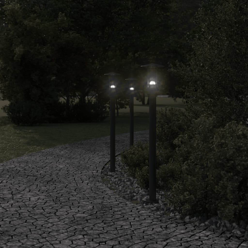 vidaXL Outdoor Floor Lamps 3pcs Black 100 cm Stainless Steel - 53104