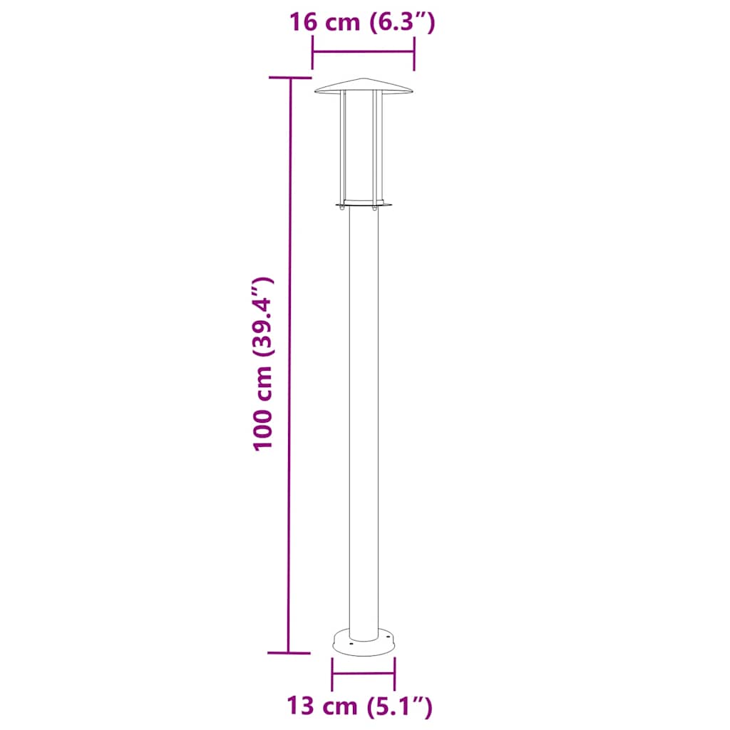 vidaXL Outdoor Floor Lamps 3pcs Black 100 cm Stainless Steel - 53104
