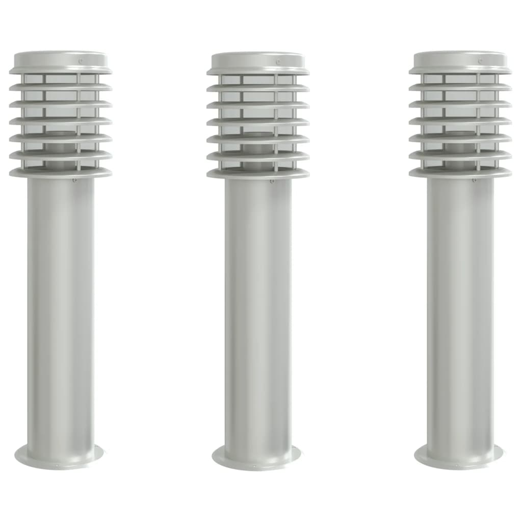 vidaXL Outdoor Floor Lamps 3pcs Silver 60 cm Stainless Steel - 53105