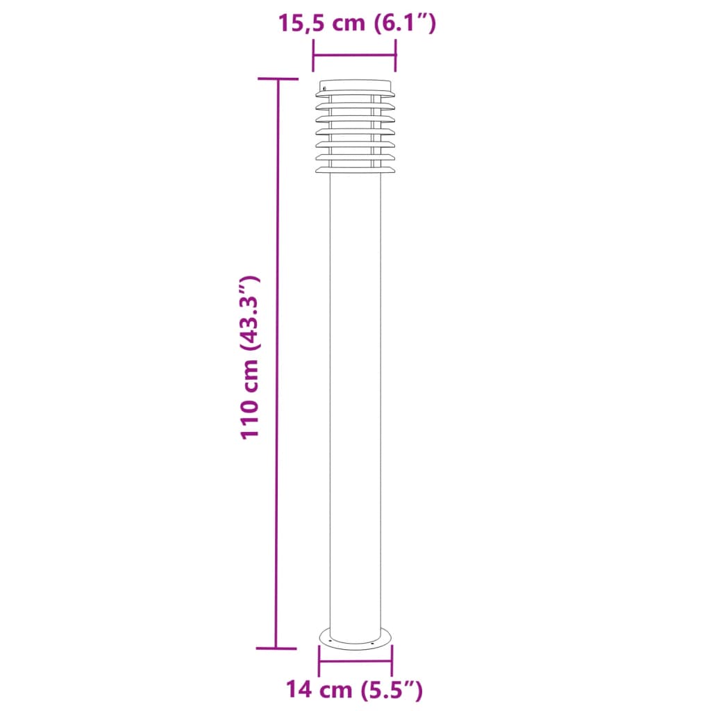 vidaXL Outdoor Floor Lamps 3pcs Silver 110cm Stainless Steel